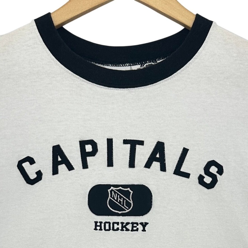 VTG CCM Washington Capitals NHL Hockey Ringer Long Sleeve Shirt SZ M Original 6